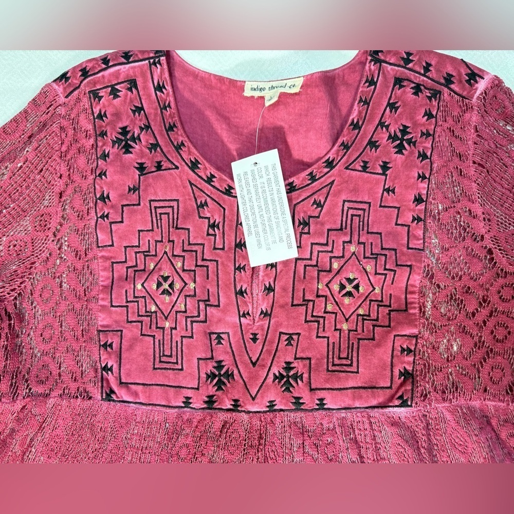 Indigo Thread Co. Flowy Lace Crochet Pheasant Top - Picture 5 of 11